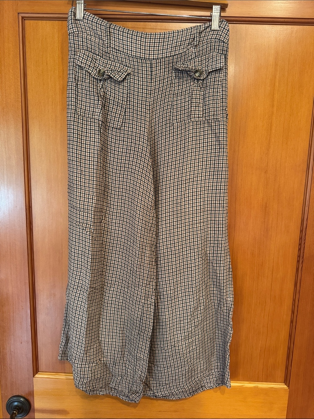 Wide leg crop checked pants